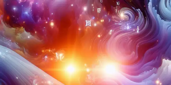 An abstract representation of words and emotions in Japanese adult film, featuring glowing forms of passion and temptation.